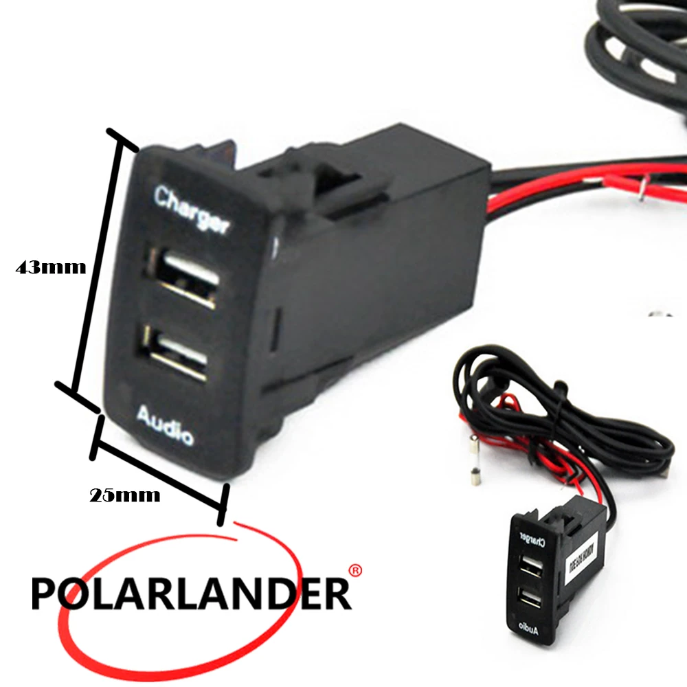 Автомобильное зарядное устройство для Honda 5 v 2.1A с двумя usb портами и 12 В|usb charger audio