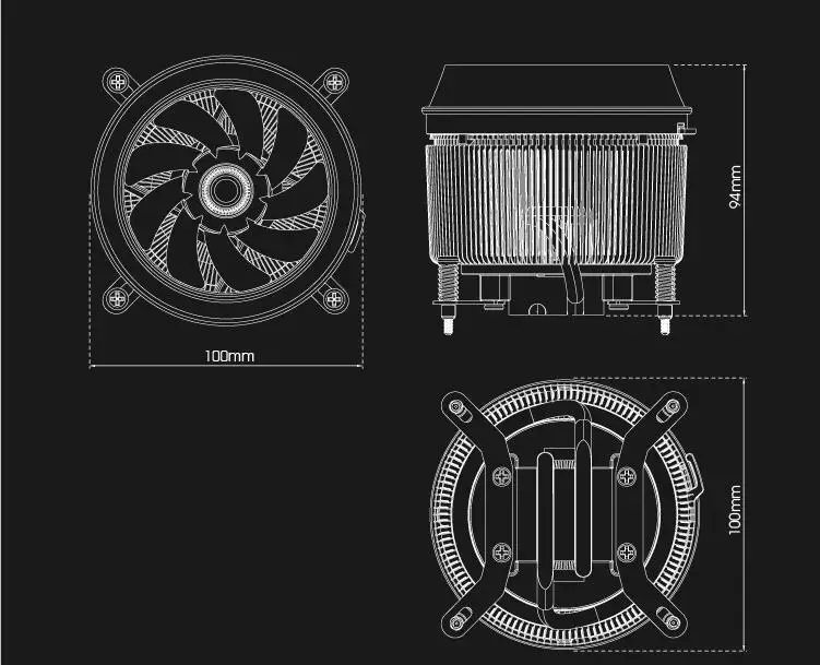 Aigo darkflash CPU Cooler AURA SYNC 3p-5V TDP 280W PWM 4pin LED RGB Fan Radiator Control Cooling for intel AM2/AM3/AM4/2011/LGA