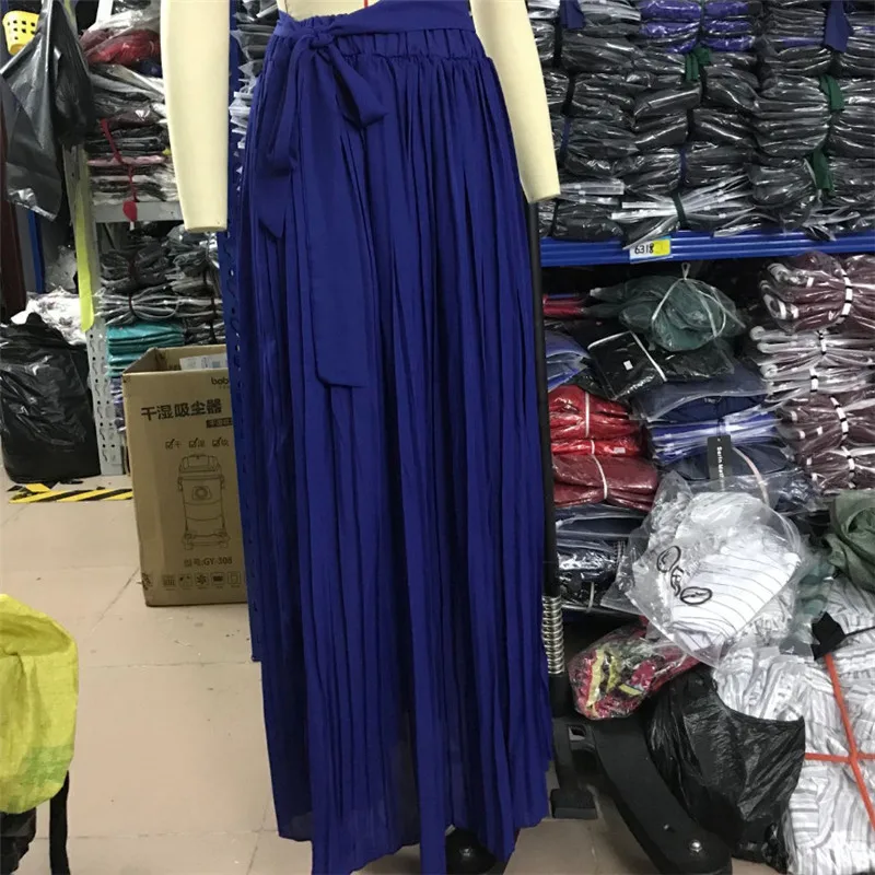 

New Retro Women Sheer Double Layer Pleated Skirts Chiffon Skirt Elastic Waist Skirt High Waisted Long Maxi Solid Color Skirts