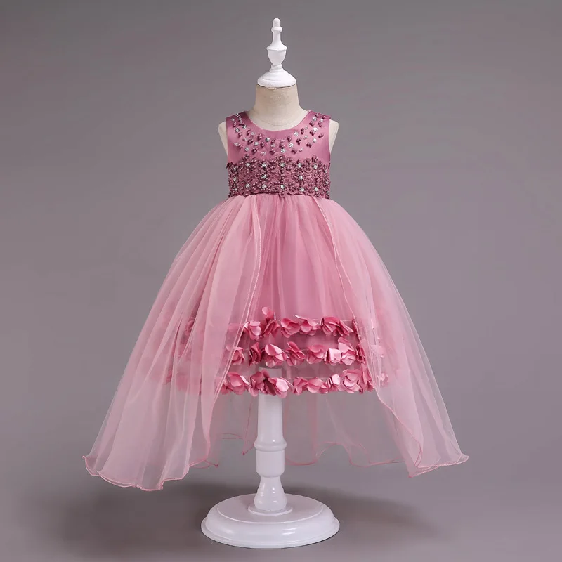 High quality Girls Dresses Princess birthday party Girl Clothes Satin pearl Flower Wedding dress Ball Gown For Baby | Детская одежда и