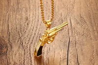 fashion punk gold color men necklace gun stainless steel personality mans pendants necklaces for male jewelry top quality