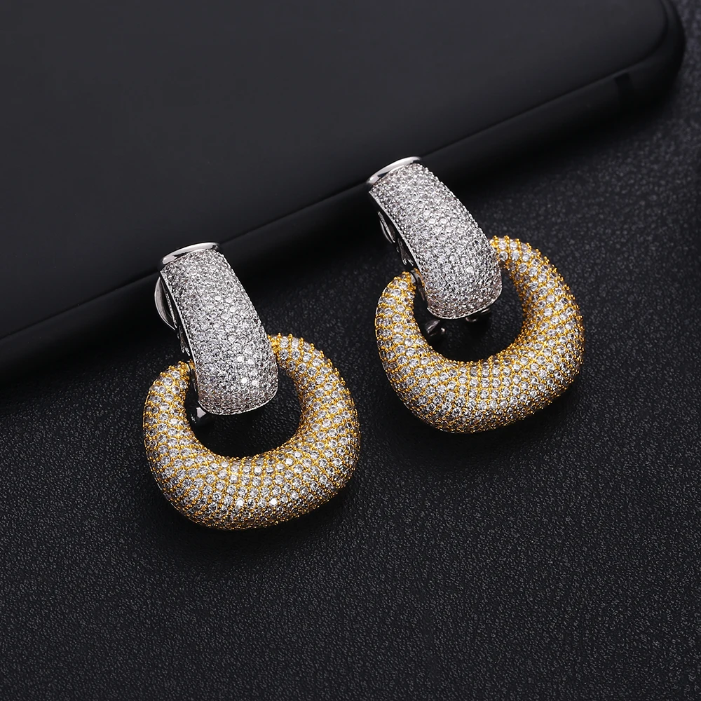 JANKELLY luxuryTWO серьги круглой формы блестящие многоцветный кубического циркония для