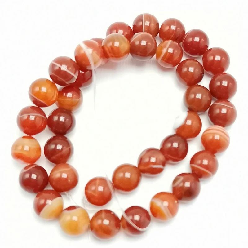 

Free Shipping Natural Stone red orange Stripe Agat Round Loose Beads 6/8/10/12/14MM Pick Size For Jewelry Making