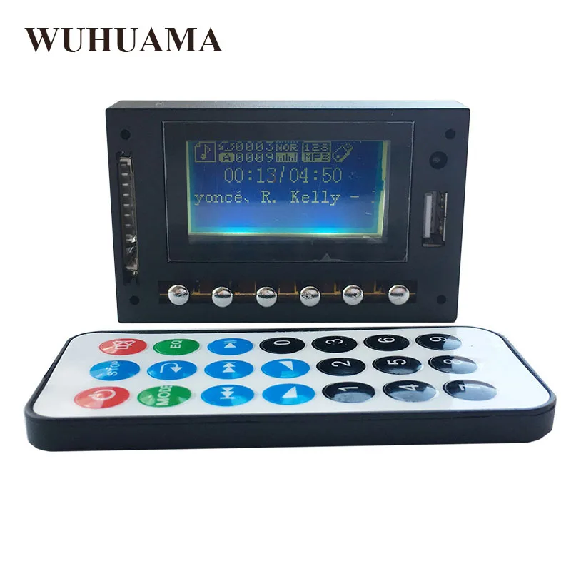Синий светодиодный MP3 WAV WMA плеер модуль Bluetooth FM SD USB аудио декодер плата с
