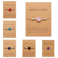make wish paper card hand woven lucky red string bracelet femme multicolor natural stones bracelet for women friendship jewelry