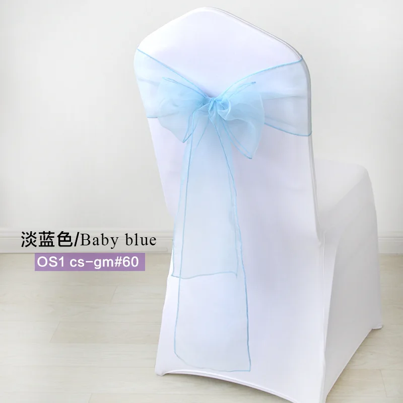Light blue 50 шт./компл. прозрачные украшения из органзы Свадебные узелки золотые накидки из лент стул Бант пояс Галстуки ленты для стульев Свадебные банкетные принадлежности - Цвет: Light blue