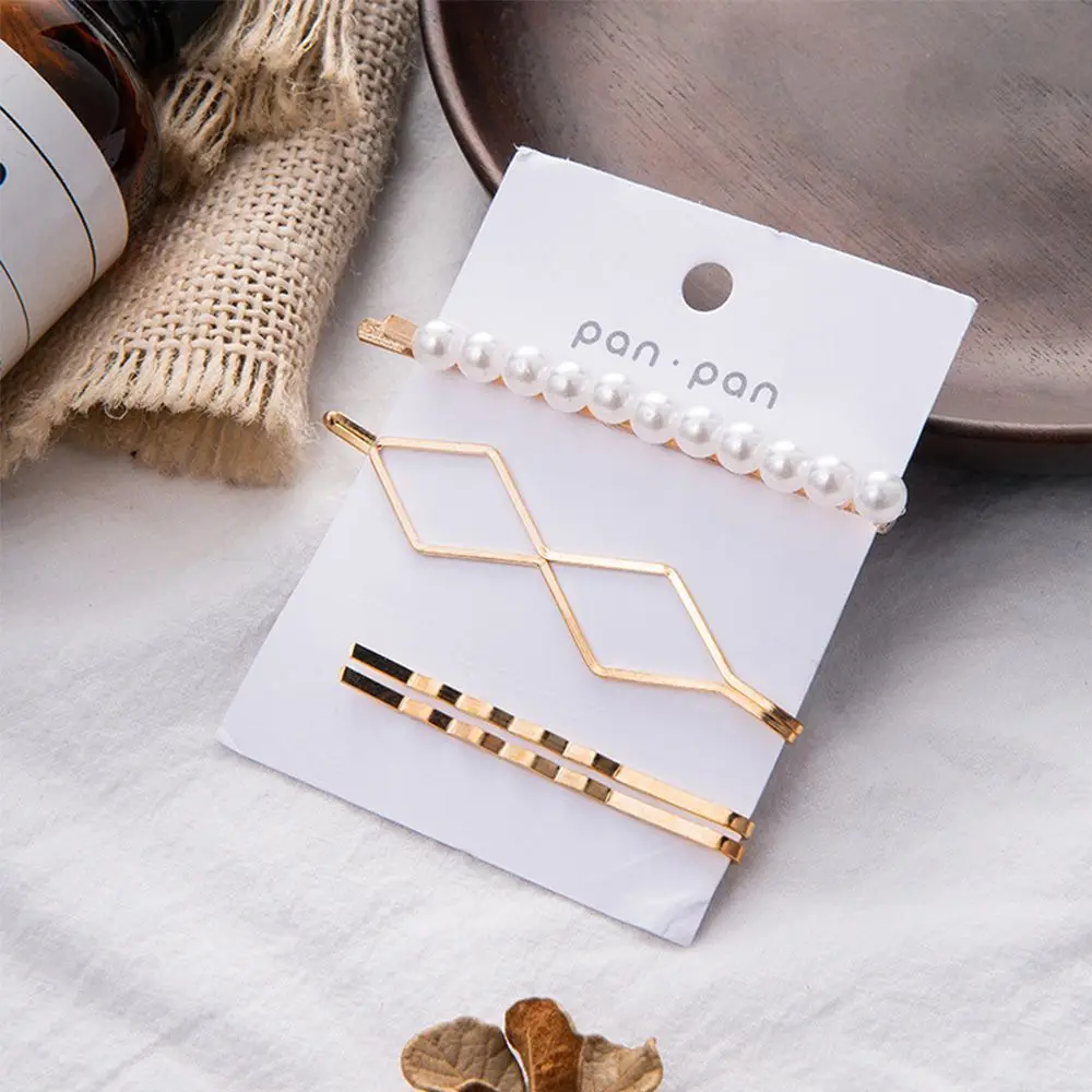 Металлическая заколка для волос с жемчугом 3 шт./компл. аксессуары