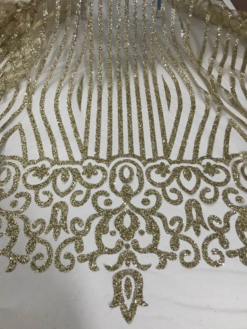 5 Yards/lot glitter style French Tulle Net fancy african glued lace fabric Jolin-7248 in gold For party Dress | Дом и сад
