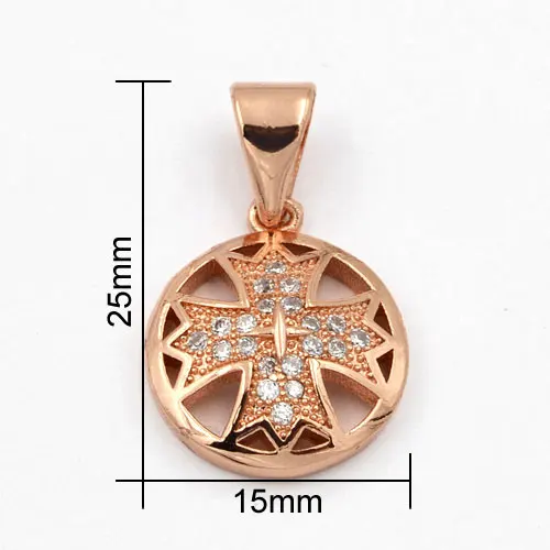 SUNNERLEES Fashion Jewelry Women Girls Cubic Zirconia Shield Cross Rose Gold Color Pendant Necklace Optional Chain P62 R | Украшения и