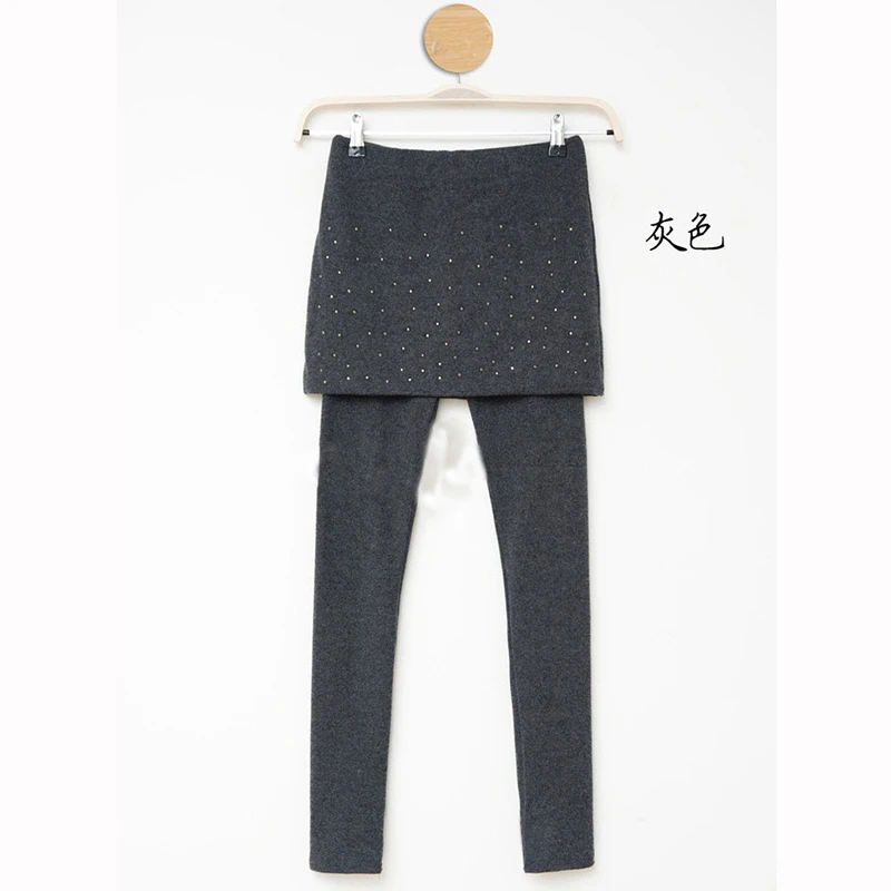 

Autumn Winter Women Warm Leggings Fashion Pleated Stretchy Ankle-Length Leggins Female Skirt Leggings Trousers