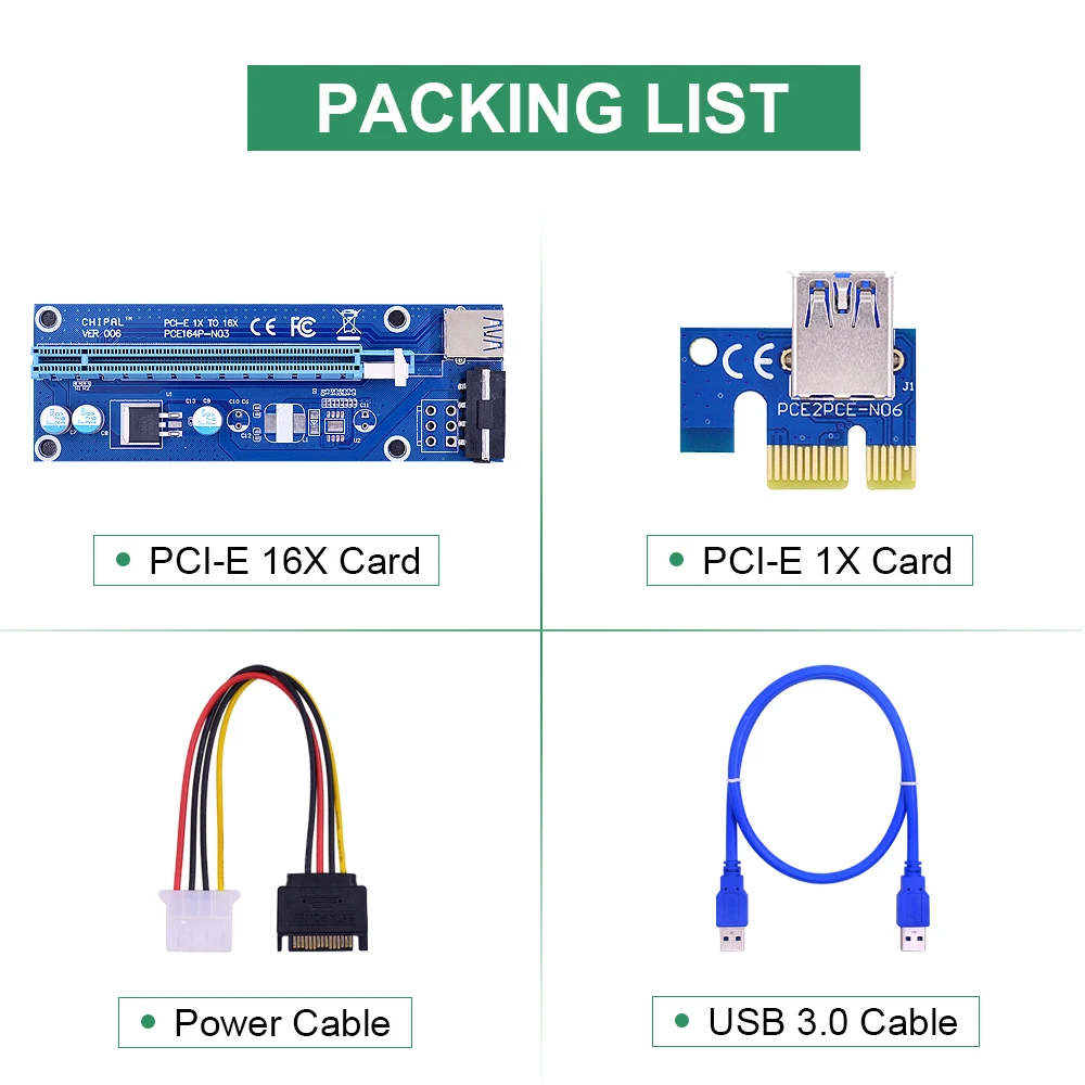 CHIPAL 006 PC PCIe PCI E Express Riser Card 1x к 16x USB 3 0 кабель для передачи данных 4Pin 6Pin IDE Molex источник