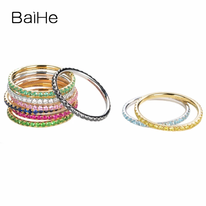 BAIHE Solid 14 к розовое золото 0.38ct сертифицировано H/SI круглая огранка натуральный рубин свадебные женские трендовые ювелирные изделия Подарочное кольцо