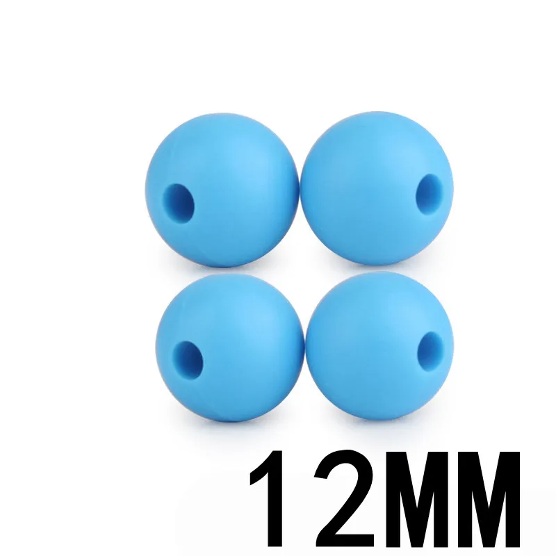 07 Deep Sky Blue 12 мм, 100 шт, силиконовые круглые бусины-прорезыватели, Bpa бесплатно, уход за зубами, ювелирные изделия, браслет, аксессуары, сделай сам, Силиконовые Детские Прорезыватели, ожерелье - Цвет: 07 Deep Sky Blue