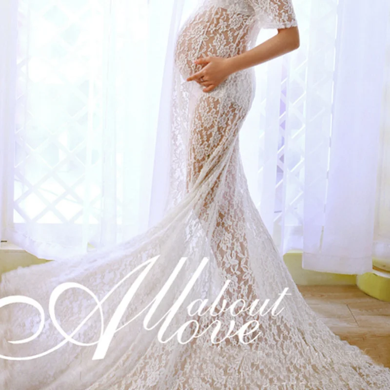 2017 реквизит платье для беременных белое кружевное | Мать и ребенок