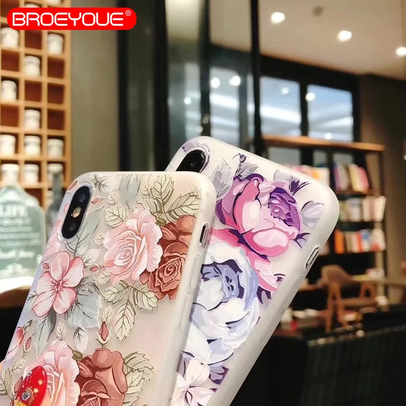 BROEYOUE Phone Case For Xiaomi Redmi 4X 4A 5A 5 Plus Note 4 Pro Prime Mi A1 5X Cases 3D Relief Silicone Floral Cover |