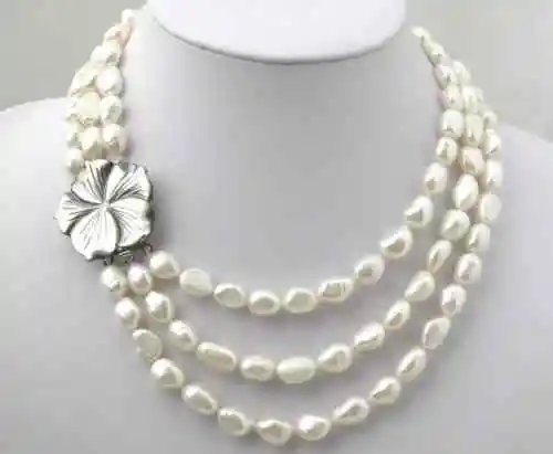 

Hot selling free shipping*****3 Rows Potato Freshwater Pearl Necklace Choker