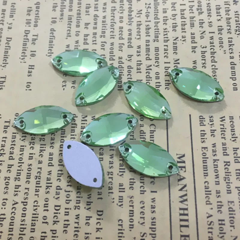 Стеклянный кристалл Navette Sew on Стразы Flatback Horse Eye шитье бисера Ювелирных изделий с 2