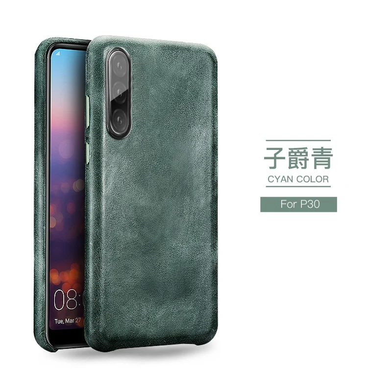Первый слой воловьей кожи чехол для телефона huawei P30 PRO P30 чехол матовый Ретро Натуральная кожа - Цвет: 2 P30