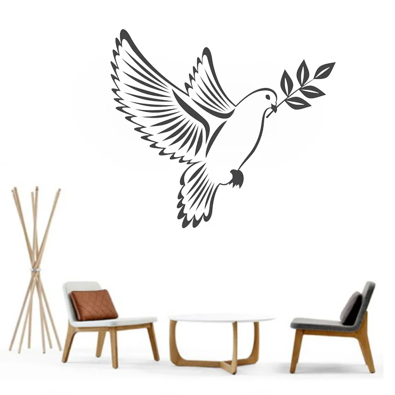 Birds Peace Vinyl Wall Art Stickers Home Decor Living Room Dove of peace With Olive Branch Wall Decal Bedroom Vinyl Decals S407
