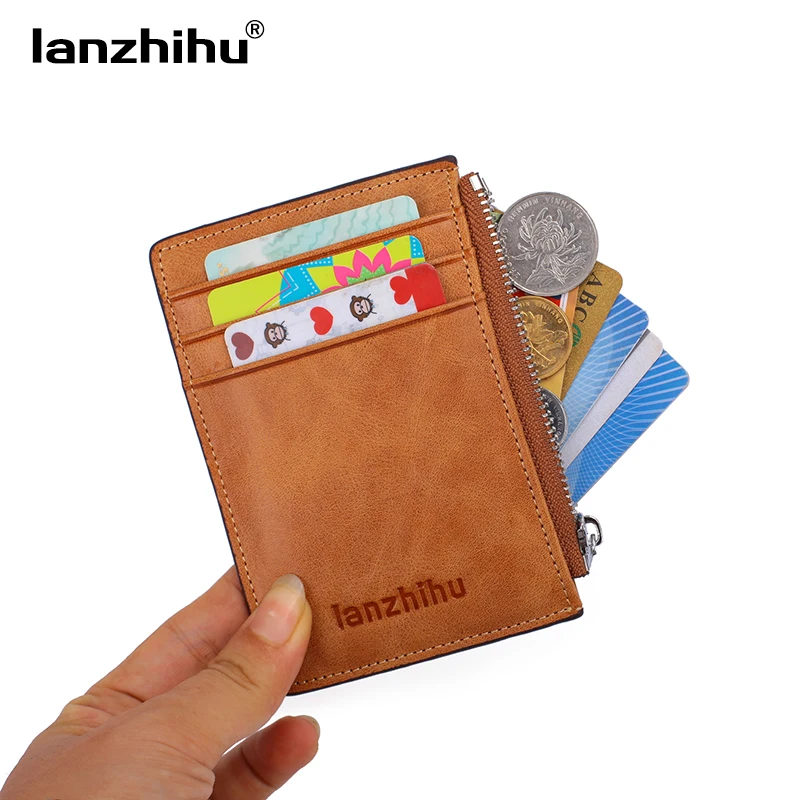 Брендовый мужской кошелек с блокировкой RFID тонкий из натуральной кожи маленький