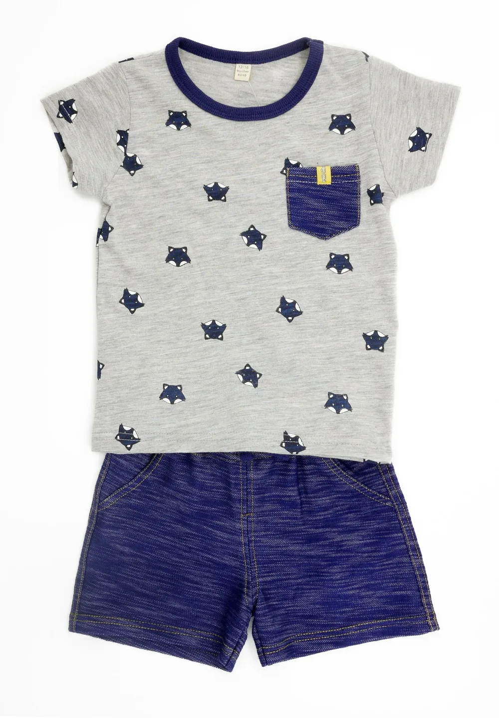 Cotton short-sleeved wolf T- shirt +shorts suit Baby boy clothes set summer clothing | Детская одежда и обувь