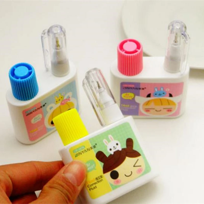 

1PC Coloffice Kawaii Cute Correction fluid Brush dual use Study Office Biggest-Selling Tools Cartoon tape three colors random