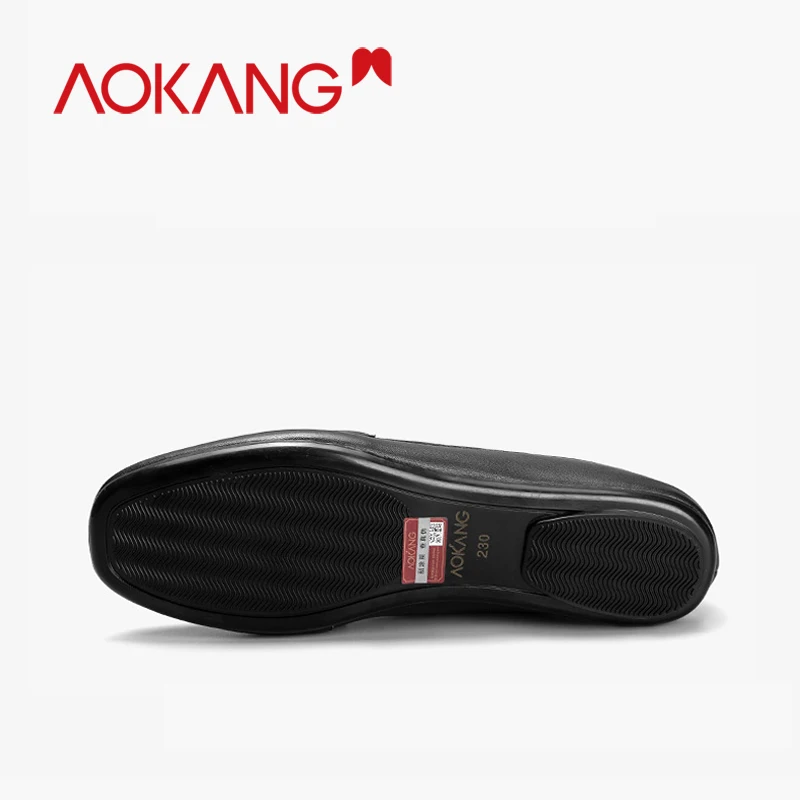 Aokang/Женская обувь на плоской подошве лоферы Цвет Черный без застежки удобная