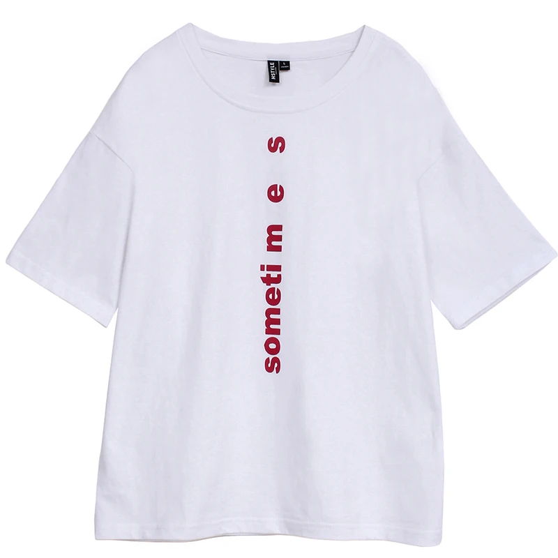 HSTYLE 2018 T-shirts for Women New Summer Short Sleeve Tee Letter Printing Fashion Cotton Bottoming O-Neck Tops Femme | Женская одежда