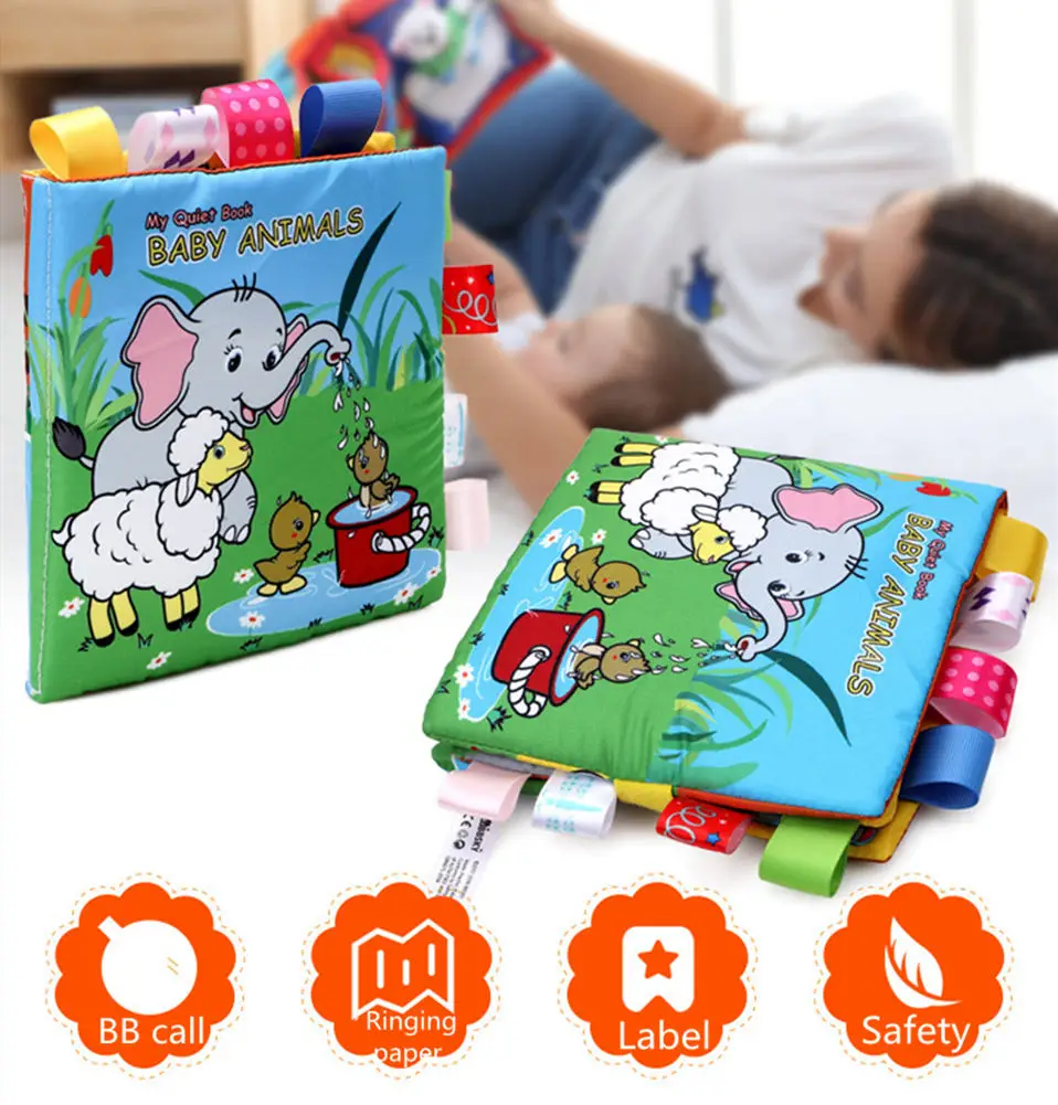 Детские игрушки, животные, обезьяна/Сова/собака, игрушки для новорожденных, Обучающие Развивающие детские тканевые книги, милая тканевая книга для малышей