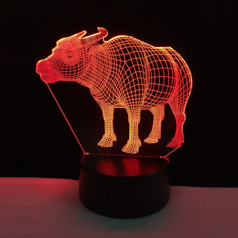 Новинка Роскошная 3D из коровьей кожи буйвола 7 цветов изменить светодиодный