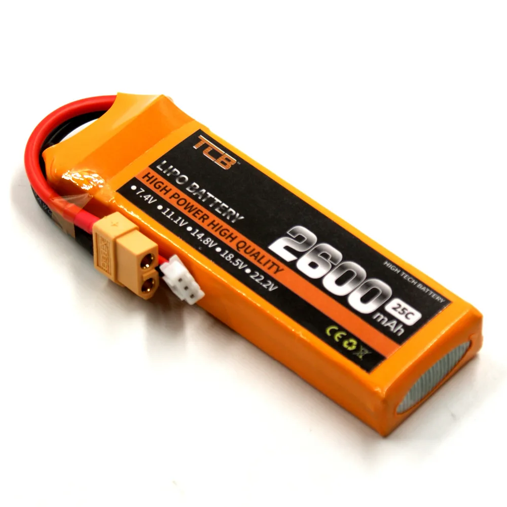 TCB RC игрушки LiPo батарея 7 4 V 2600mAh 25C 2S радиоуправляемый самолет Квадрокоптер