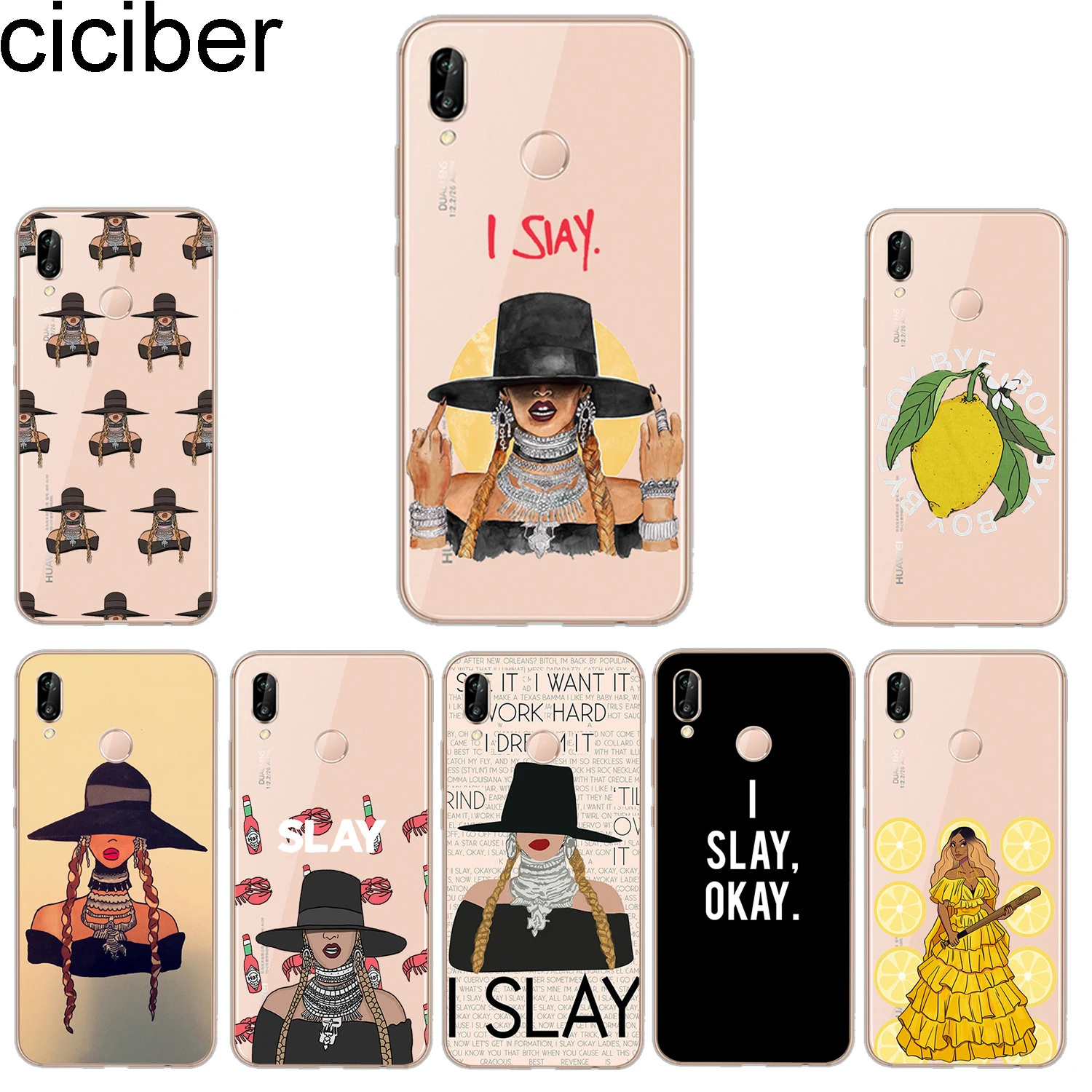 ciciber Phone Cases for Huawei P20 P8 P9 P10 Mate 20 10 9 Lite 2017 X Pro Soft TPU Back Cover P Smart 2019 Beyonce |