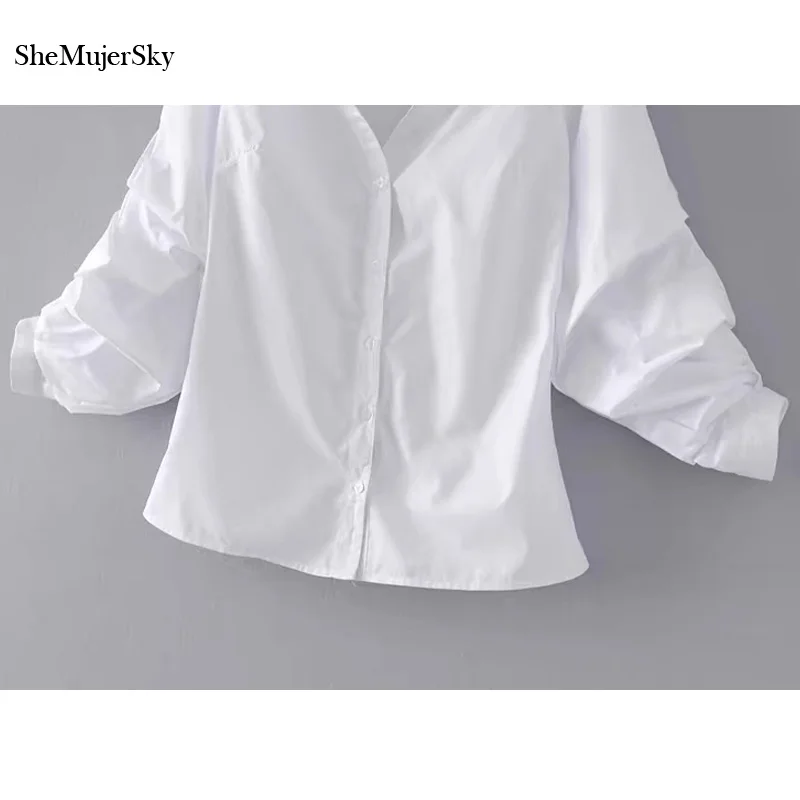 SheMujerSky белые блузки и рубашки женские топы 2021 с открытыми плечами летний топ|summer