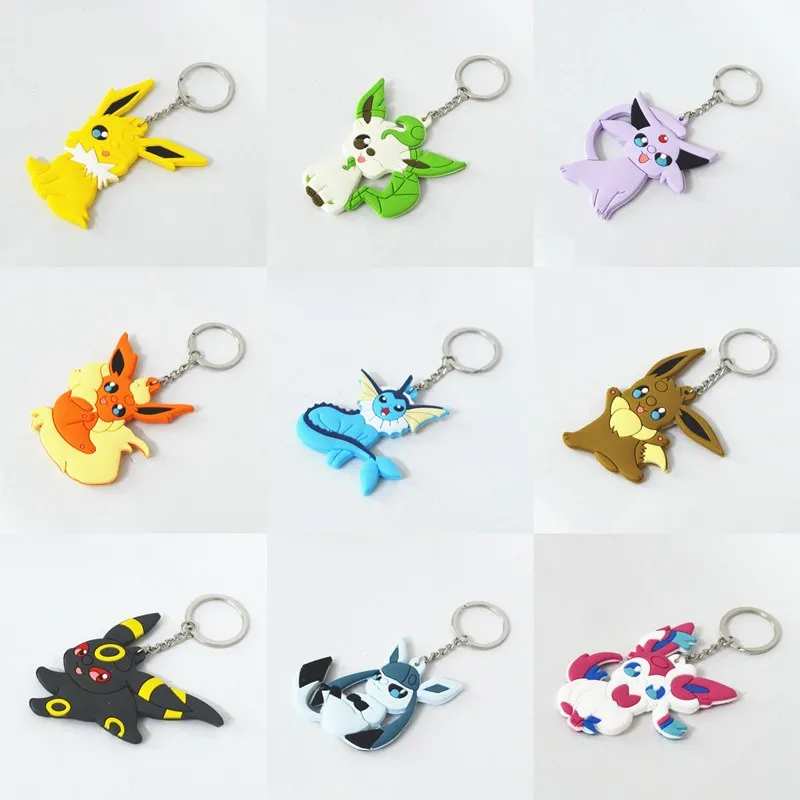 Eevee vaporion Jolteon Flareon Espeon Umbreon Leafeon Glaceon Sylveon 8 см аниме ПВХ брелок Подвески подарок на