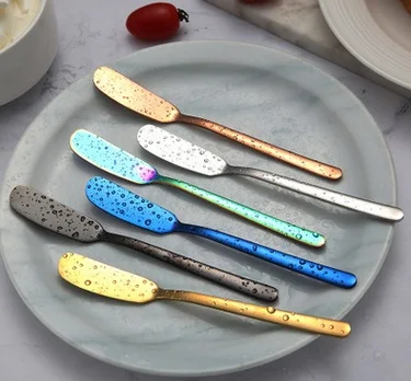 6/4 pcs/set 304 Stainless Steel Butter Knife Cheese Dessert Jam Spreaders Cream Gold Black Rose Knifes Western Cutlery | Дом и сад