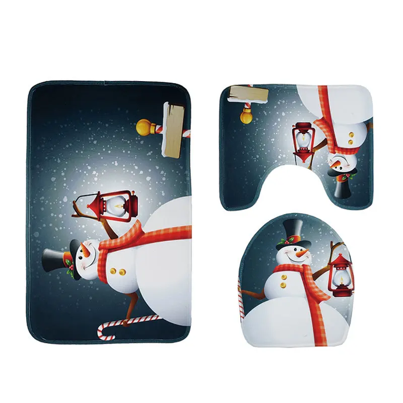 

INS 3pcs/Set Christmas Carpet Bathroom Carpet Starfish Toilet Seat Bathroom Anti-Skid Carpet Pedestal Rug Lid Toilet