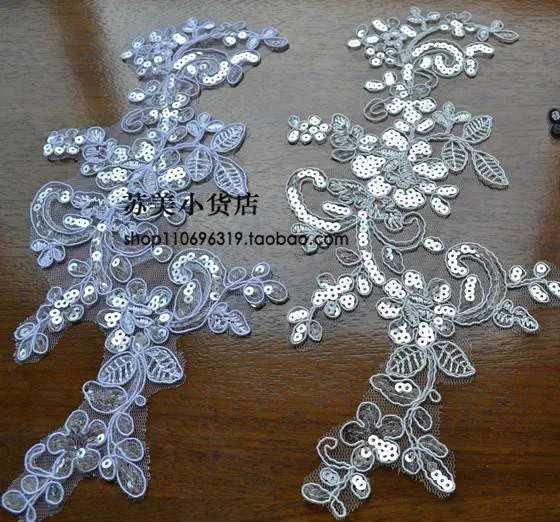 

Free shipping 10pcs/lote 26cm*13cm lace wedding dress applique DIY bridal headdress ivory white lace collar lace fabric patch