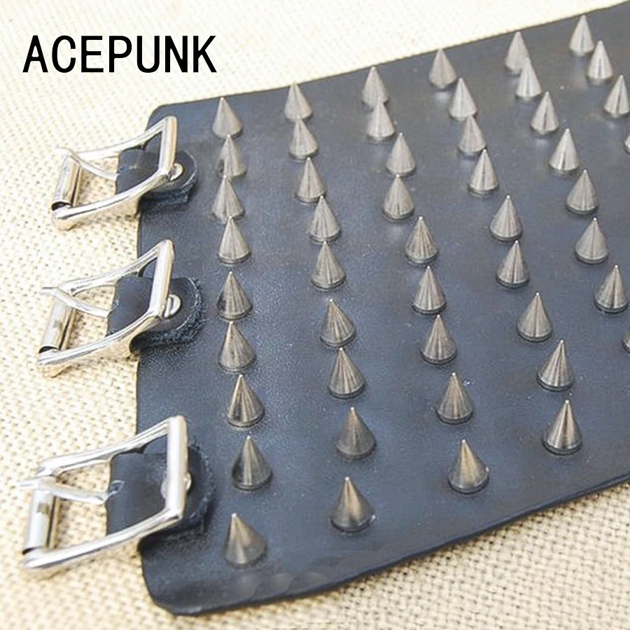

Leather Bracer Adjustable Buckle Wristband Punk Spikes Bracelet Men Jewelry Rivet Bracelets Bangles Pulseira Masculina Bileklik
