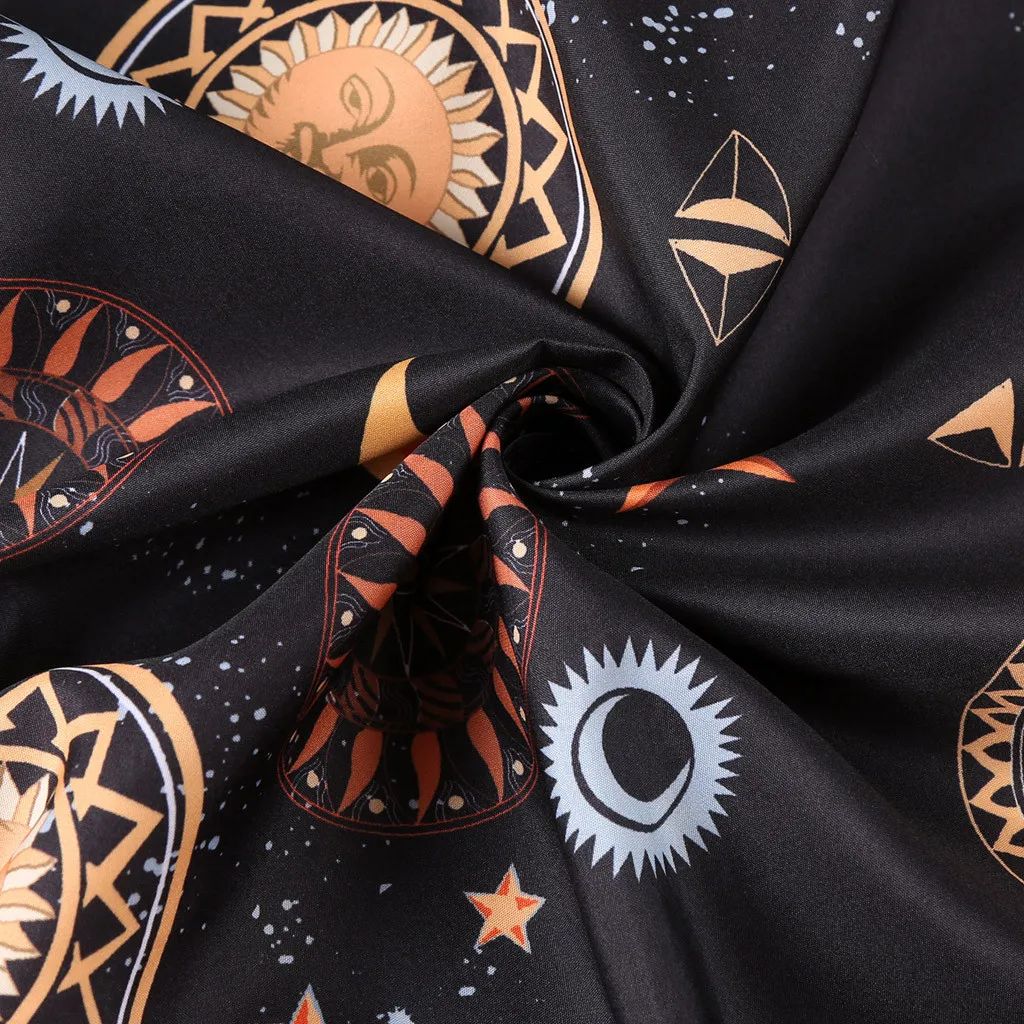 Vestidos de festa curto com manga longa женское винтажное богемное Макси платье без рукавов больших размеров с принтом солнца звезд Луны#3