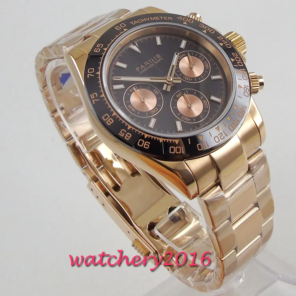 Часы мужские с хронографом и черным циферблатом 39 мм|Кварцевые часы| |