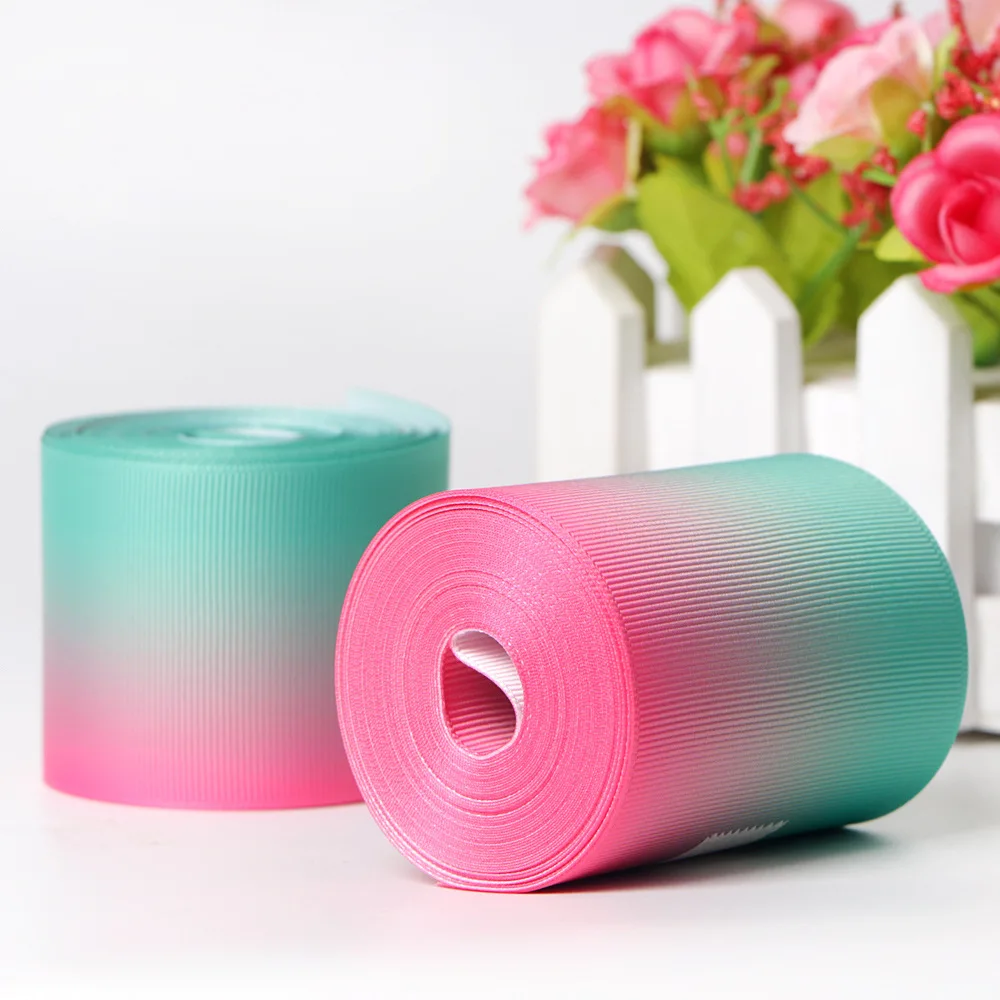 

50 Yards oll Gradient Color Single Face Grosgrain Ribbon For Wedding Christmas Apparel Gift Wrapping Fabric Webbing Ribbons