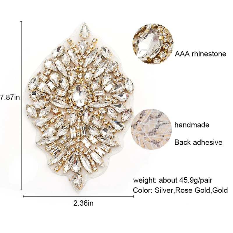 Wenxi Strass Rhinestones Applique Iron-on Patch - DIY Crystal Patch for Shoes (Swarovski) [One Pair] image 2
