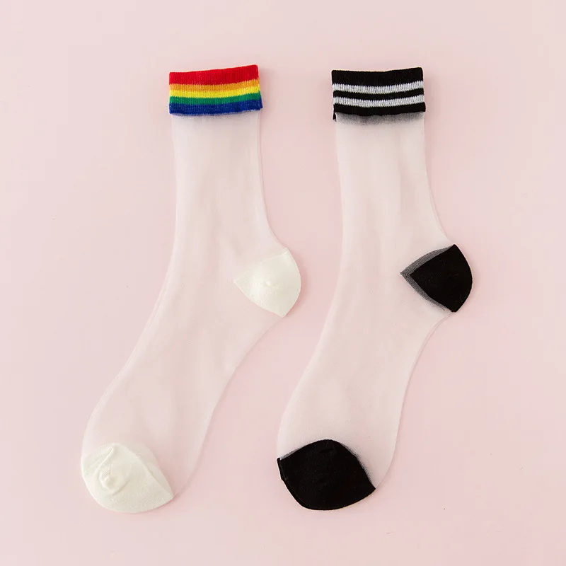 Новинка 2018 женские носки радужные с кристаллами классные цветные полосатые в