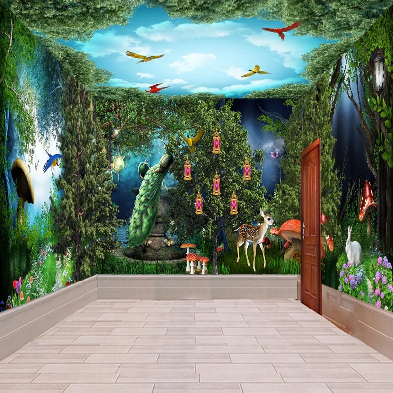 Пользовательские фото обои фантастический зеленый лес задник HD росписи Бар КТВ
