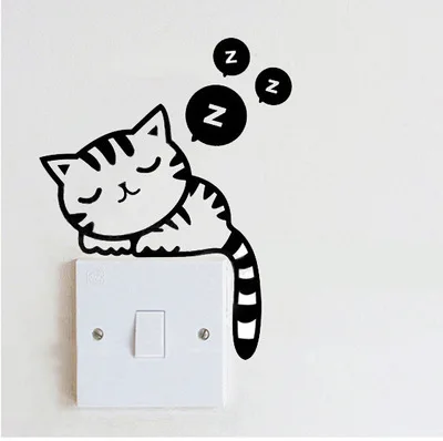 Kimtime Lovely cat Switch stickers for Wall decor Bike refrigerator laptop car Removable Waterproof | Игрушки и хобби