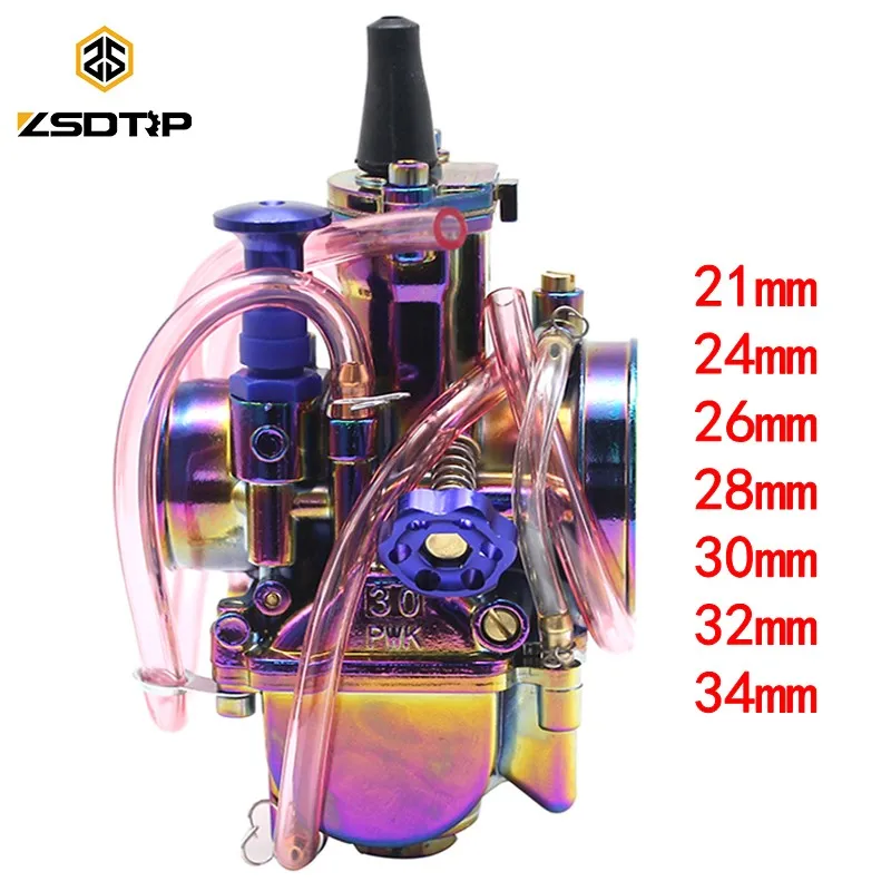 

ZSDTRP Colorful PWK Carburetor Motorcycle 4T Engine Scooters Dirt Bike ATV 21 24 26 28 30 32 34mm with Power Jet Racing Moto