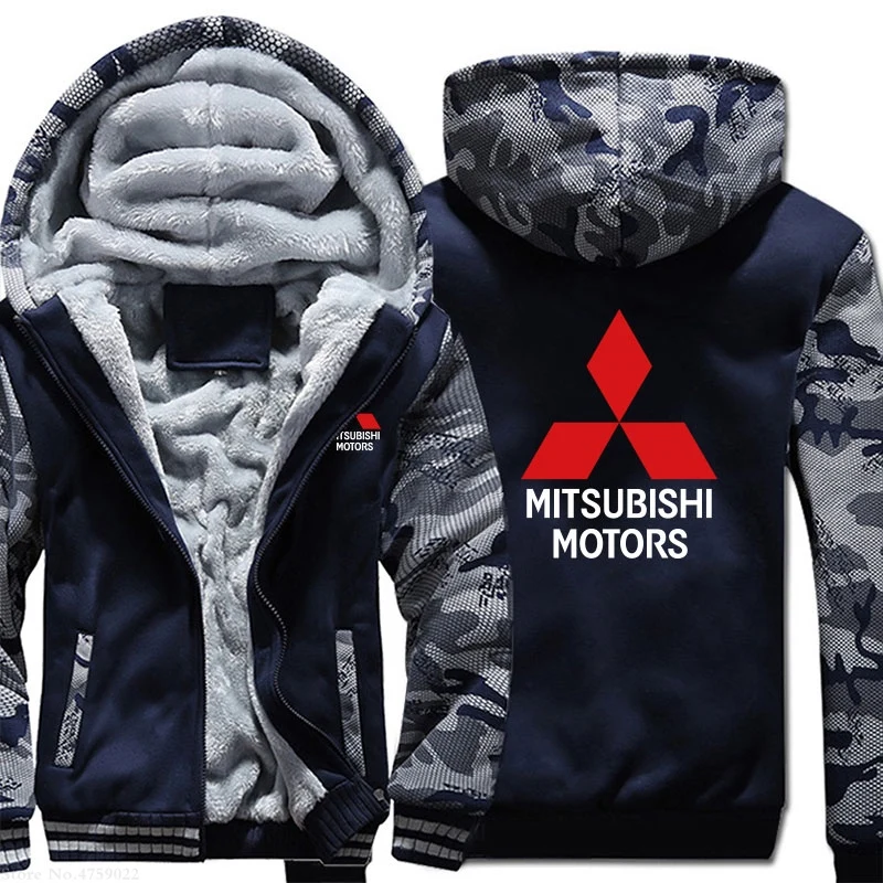 Зимняя мужская Повседневная Толстовка Mitsubishi флисовая толстовка на молнии с