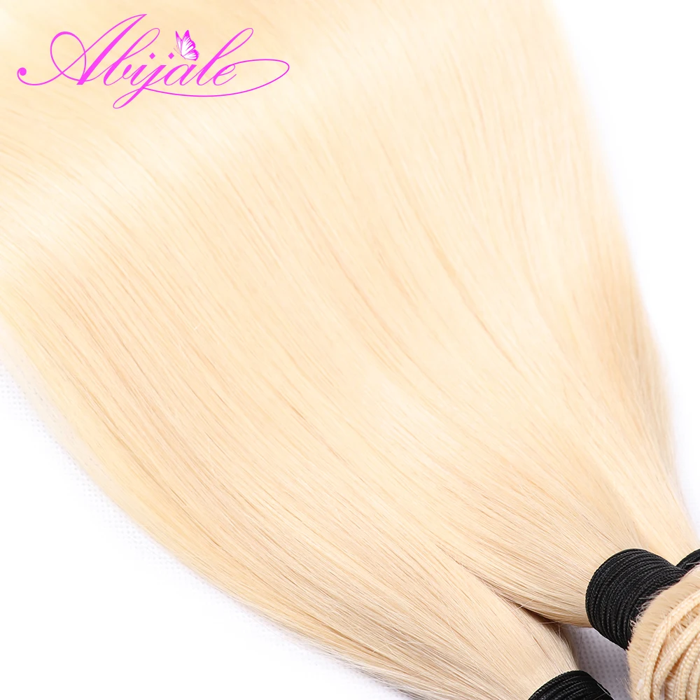 Abijale блонд Связки с фронтальным закрытием Remy 613 прямые человеческие волосы пучки