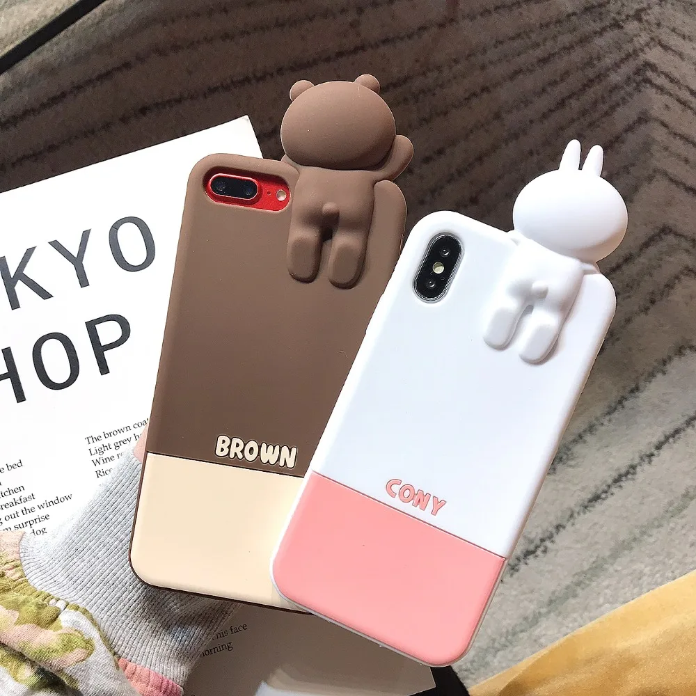 ZRICKIE 3D мультфильм силиконовый чехол для iPhone 11 Pro коричневый Медведь Кролик Кони Салли цыпленок чехол для iPhone X XS MAX XR 6 7 8 Plus