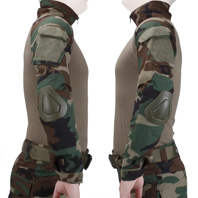 Woodland Camouflage Men Airsoft Tactical Shirt Military Army T Camo Quick Dry Long Sleeve Combat Hunting Hiking Shirts | Спорт и